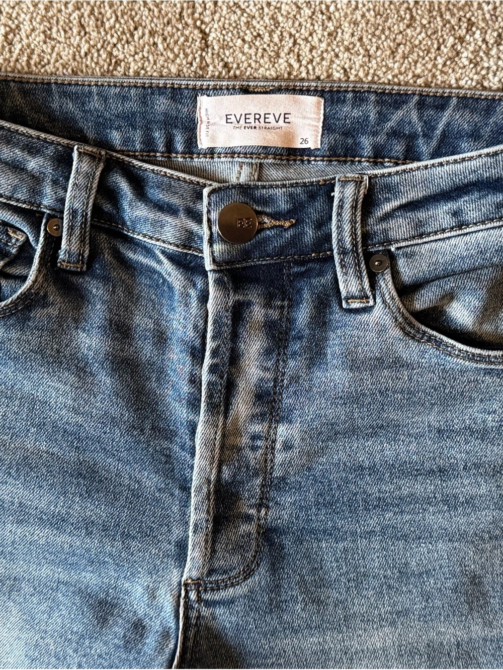 Evereve The Ever Straight high rise button fly jeans size 26 - Picture 3 of 6